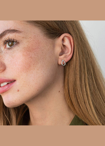 Сережки-пусети Маленькі крапельки в білому золоті с06414 Oniks (264023869)