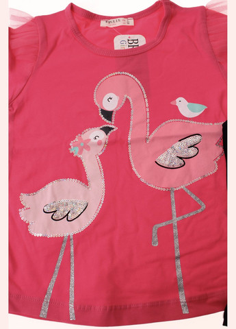 Розовый летний футболка + капри 14319 фуксия и темно синий Breeze