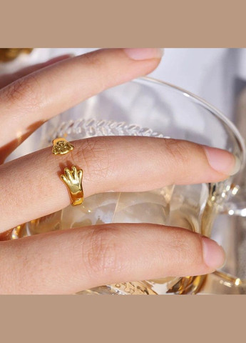 Женское кольцо в форме лапки кошки кота котика размер регулируемый Золотистое Fashion Jewelry (291119875)