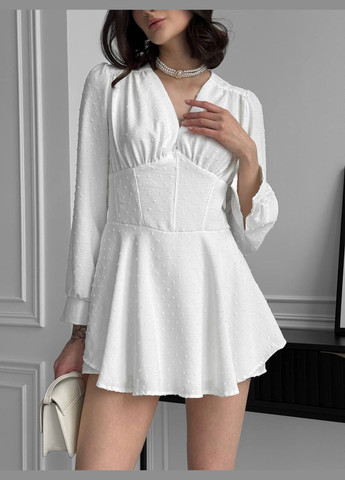 Молочное повседневный женское платье-комбинезон Україна однотонное