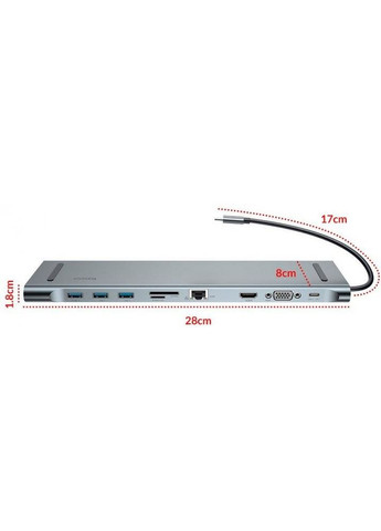 Багатофункціональна USBC док-станція 10-в-1 Type-C хаб адаптер CATSX-F0G Baseus (279826510)