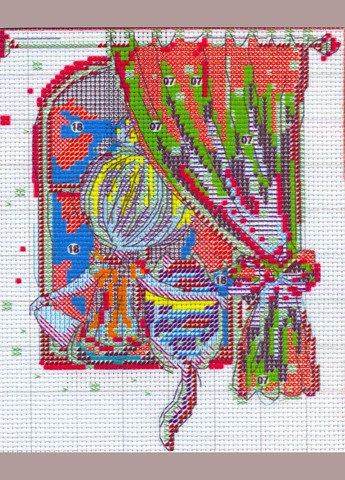 Набор для вышивания по нанесённой на канву схеме "Little girl and cat". AIDA 14CT printed 19*22 см Joy Sunday (313614199)