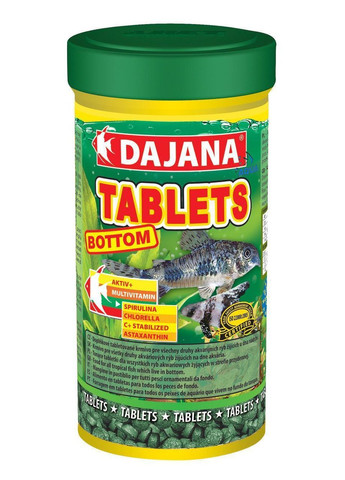 DAJANA BOTTOM TABLETS Корм для акваріумних риб зі спіруліною у таблетках 100 мл/50 г DP052A(5064) Dajana Pet (278309429)