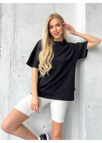 Черная летняя женская футболка оверсайз cotton черная Teamv