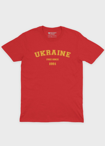 Красная демисезонная футболка для мальчика с патриотическим принтом ukraine (ts001-1-sre-005-1-016-b) Modno