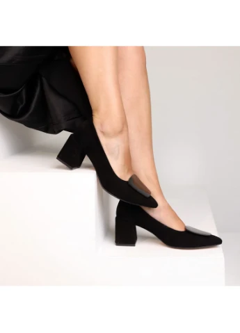 4S Shoes Туфли Женские Замшевые Черные Туфли На Каблуке Seli черный з, — демисезон (395645913)