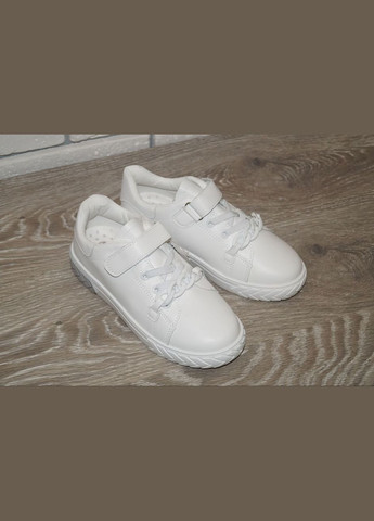 Білі осінні кросівки демісезонні з ланцюжком білі Канарейка