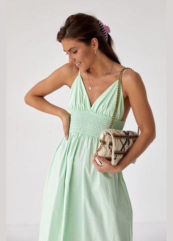 М'ятна повсякденний однотонний сарафан із резинкою на талії foli women гірчичний колір l з відкритими плечима No Brand однотонна