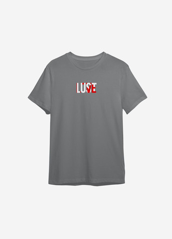 Графітова всесезон футболка з принтом "lust love" ТiШОТКА