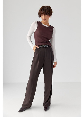 Двошаровий лонгслів у рубчик з імітацією жилетки Lurex (363555357)