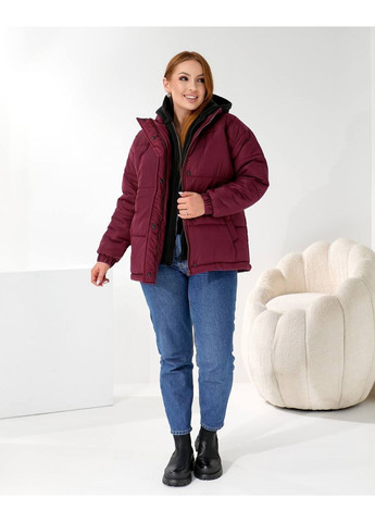 Бордова зимня куртка жіноча зимова з імітацією толстовки Nositi 4091-15Ns