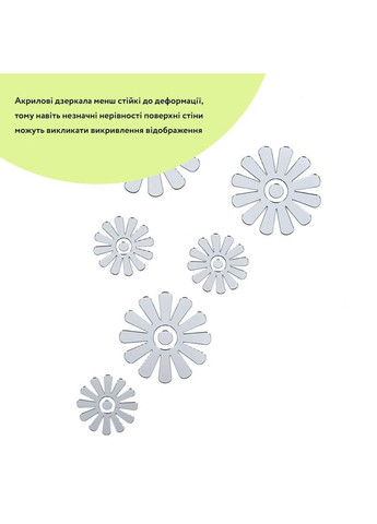 Дзеркальний декор акриловий самоклеючий Квіти срібло, 6шт (D) SW-00002519 Sticker Wall (338854579)