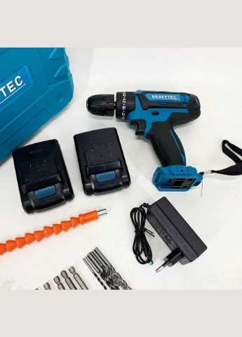Акумуляторний шуруповерт із насадками в кейсі Krafftec (381038210)