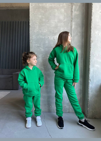 Зеленый зимний теплый детский костюм No Brand