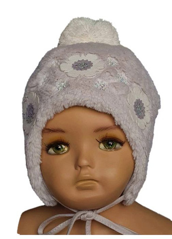 Зимова шапка для дівчинки 27037 сіра 47 Broel (305848425)