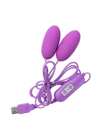 Фиолетовое двойное виброяйцо с USB-проводом – Вибраторы No Brand (288539266)