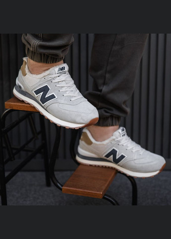 Кроссовки зимние женские и мужские New Balance 574 winter gray fur | Нью Беланс 574 серые с мехом No Brand серые зима (308360671)