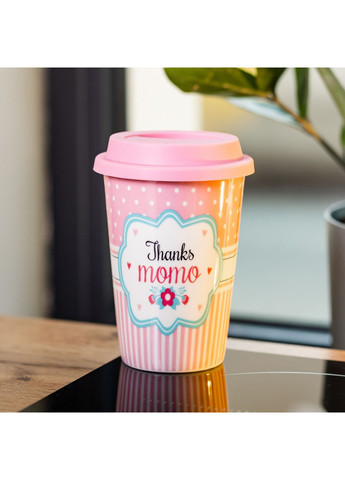 Стакан керамический 420 (мл) с силиконовой крышкой Thanks momo RX-N240288TM (A-033434) Liling Rongxiang Ceramic (358933702)