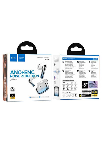 Навушники Shine true wireless ANC+ENC Noise Reduction BT headset Blue glaze Hoco EQ16 (345105523)