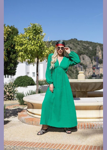 Зеленое муслиновое платье длинное однотонное зеленое You Best