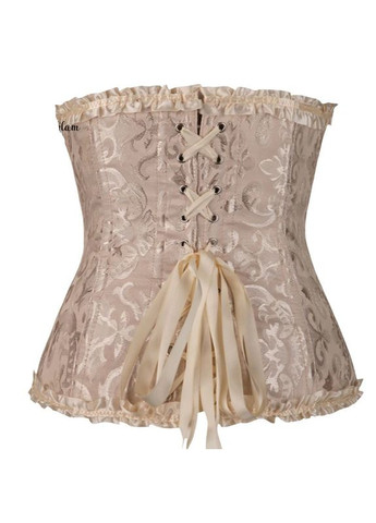 Корсет атласний бежевий на шнуровці, корсет жіночий жаккардівий No Brand (360897595)