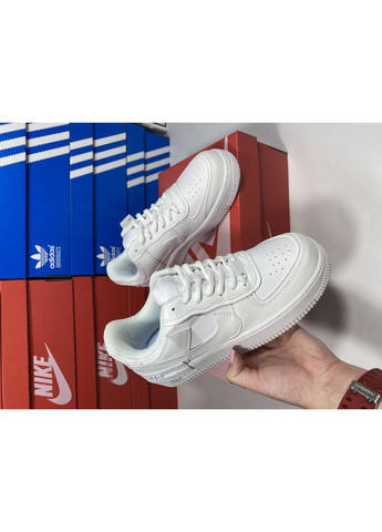 КРОССОВКИ ЖЕНСКИЕ NIKE AIR FORCE SHADOW WHITE НАЙК АИР ФОРС 1 ПРЕМИУМ No Brand белые демисезоны (368855873)