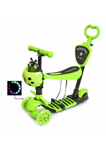 Дитячий самокат з батьківською ручкою 5в1 Сонечко Зелений More Scooter (330134182)