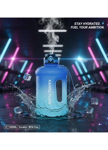 Еко-пляшка KANGZYUAN 2500 мл (2.5 л) — Блакитна Tritan BPA-free, ударостійка, спортивна з ручкою та ремінцем No Brand (394191157)