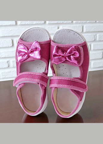 Малиновые ортопедические открытые тапочки текстильные босоножки на липучках валди ева Waldi с бантом