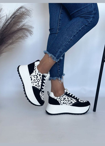 Стильні жіночі кросівки No Brand чорно-білі демісезони (302224764)