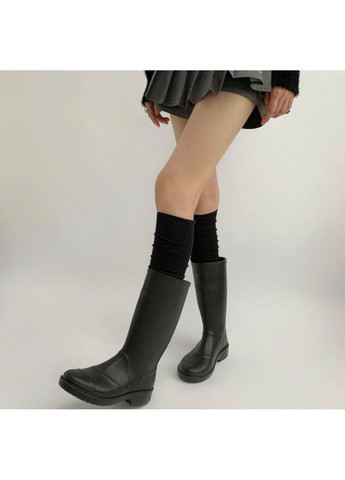 Чёрные высокие носки заколенки в рубчик черные (363319795)