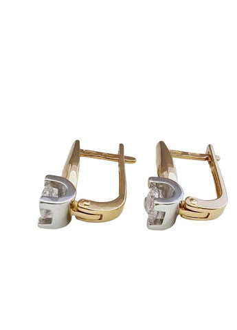 Золотые серьги с цирконием Столичная Ювелирная Фабрика 111025-1с Столична Ювелірна Фабрика (355795906)