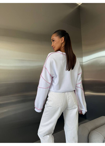 Белый свитшот женский с контрастными швами Style Point однотонный (361057021)