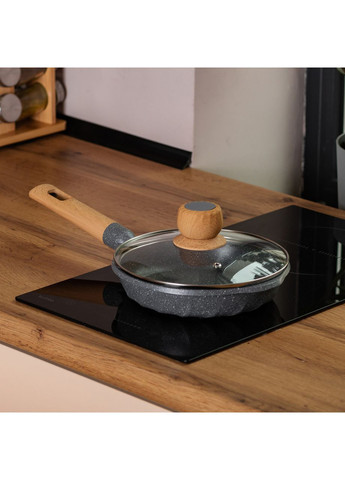 Мармурова алюмінієва сковорода з антипригарним покриттям 1 літр Ø 20 см сіра MGC HP-4-421G Jooki (358705625)