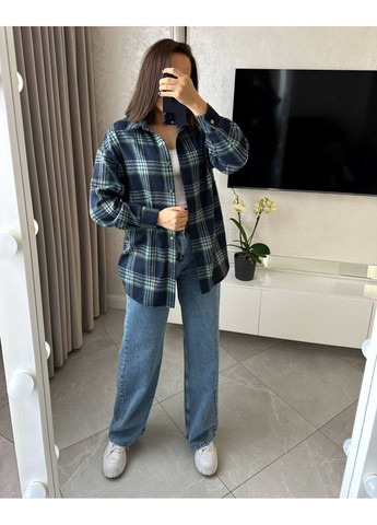 Синяя повседневный, кэжуал рубашка в клетку Style Point с длинным рукавом