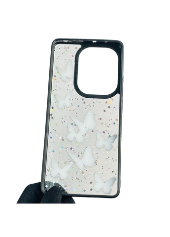 Чохол для Redmi Note 13 Pro 4G з блискітками з метеликами на сяомі редмі нот 13 про 4г чорний Xiaomi (366386131)