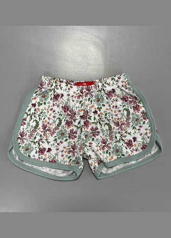 Комбинированный детский хлопковый комплект футболка и шорты с цветочным принтом для девочек, размеры 92-140 Piccolo