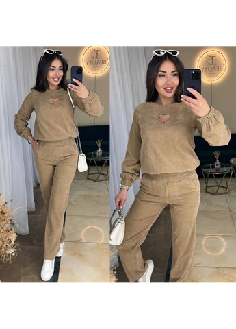 Жіночий костюм з вельвету Мод 283 Беж Україна (351491985)