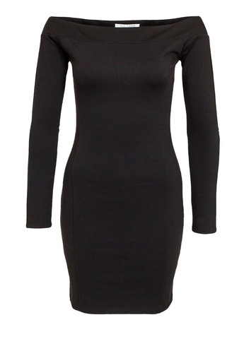 Черное кэжуал черное мини платье с открытыми плечами NLY TREND однотонное