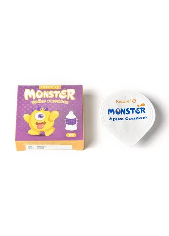 Презерватив желтый с рядами пупырышков и шипов Monster Spike Condom Recare (381373754)