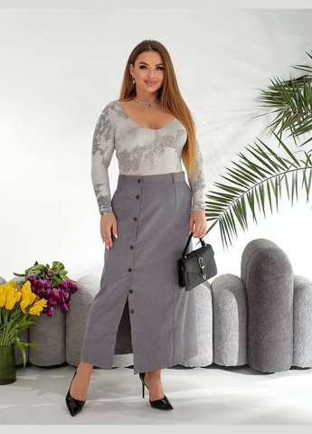 Серая повседневная, офисная, кэжуал однотонная юбка женская длинная Style Point