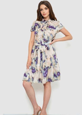Комбинированное платье софт, цвет бежево-сиреневый, Ager