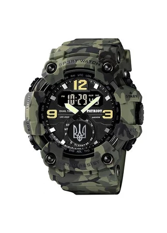 Наручные часы 004CMGRUASI Тризуб серебро Зеленый камуфляж + Коробка. Patriot (377736055)