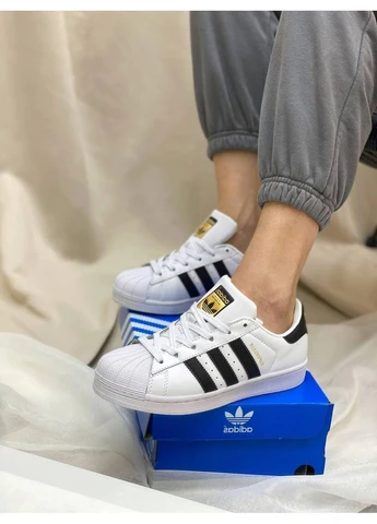 Белые летние кроссовки adidas superstar white black адидас суперстар No Brand