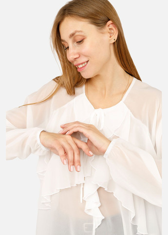 Молочная женская блуза с длинным рукавом цвет молочный цб-00262432 Yuki