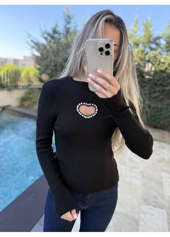 Черный демисезонный свитер женский повседневный пуловер Style Point