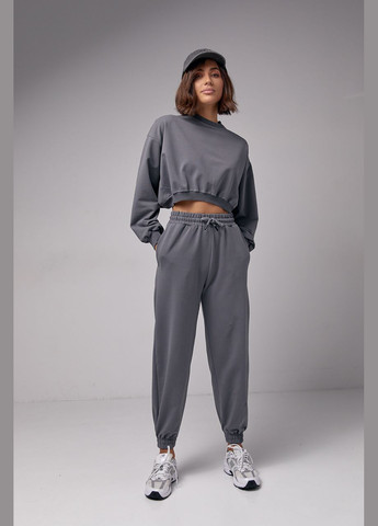 Женский спортивный костюм с укороченным свитшотом и джоггерами Liton (296909090)