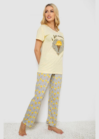 Желтая всесезон женская пижама с принтом,, Ager