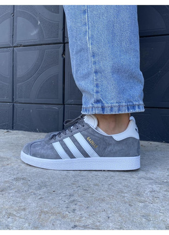 Сірі Осінні кросівки чоловічі adidas gazelle grey white адідас газель No Brand