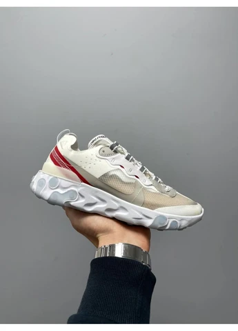Білі кросівки чоловічі nike react element 87 white найк реакт білі демісезон No Brand